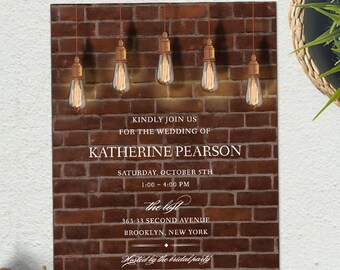 Vintage Edison Lightbulbs Industrial Bridal Wedding Shower Invitation; Printable, Evite or Printed (US Only) Invitations