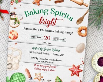 Christmas Baking Party Invitation: Editable Holiday Template (Digital)