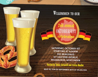 Oktoberfest Editable Party Invitation Template Corjl, German Beer Bash Invite, Printable Autumn Beer Tasting Invitation, Rustic