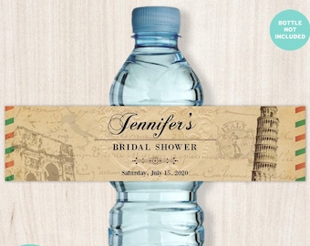 Vintage Italian Bridal Shower Water Bottle Labels (Digital Template)