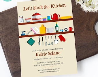 Retro Kitchen Bridal Shower Invitation: Editable Printable (Digital)