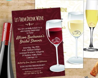 Wine Glass Bridal Shower Invitation: Editable Template (5x7)