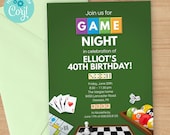 Game Night Party Invitation 5x7, 2-sided Editable Digital Printable Template Edit Online Print