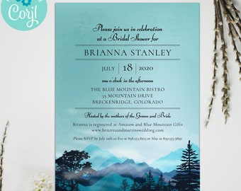 Blue Mountain Bridal Shower Invitation: 5x7 Editable Template (Digital)