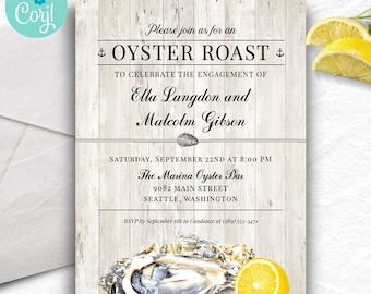 Oyster Roast Seafood Nautical Party Invitations | Engagement, Birthday Party | 5x7, 2-side | Editable Digital Template | Edit Online & Print