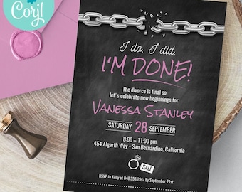 Broken Chain Divorce Party Invitation: Chalkboard Style (Digital Printable Template)