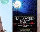 Full Moon Forest Halloween Party Invitation 2-sided, 5x7 Editable Printable Template Edit Online Print Yourself