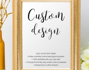 Custom Printable Sign Template: Vertical Poster, Editable Online (Digital Download)