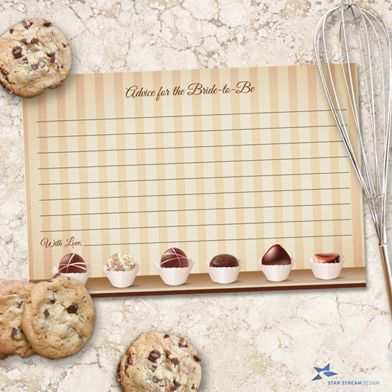 Instant Download JPG Chocolate Decadence Bridal Wedding Shower Advice Card