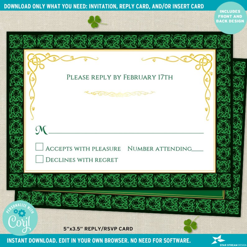 Claddagh Ring Celtic Knots Irish Stationery Templates Choose Etsy