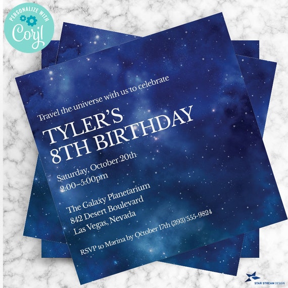 Outer Space Constellation Party Invitation; Birthday Party | 2-sided ...