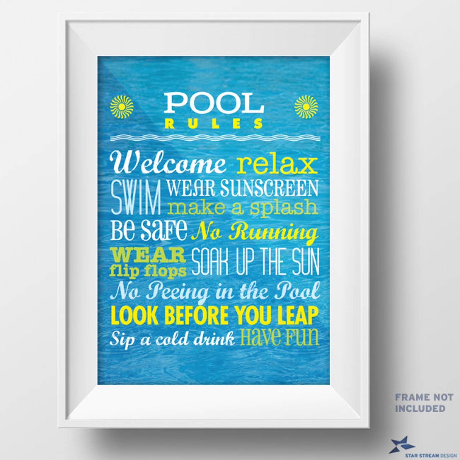 Rules for the Pool Printable Poster PDF Instant Download NOT Etsy UK