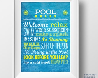 Rules for the Pool Printable Poster, PDF Instant Download (NOT EDITABLE)