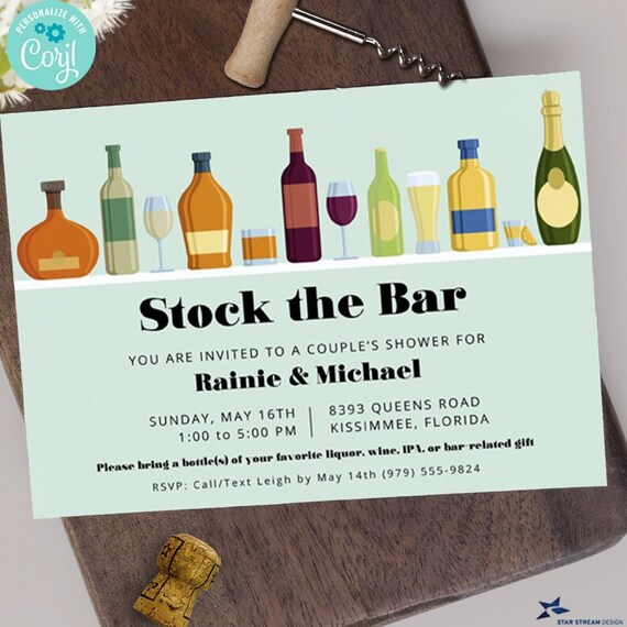 Retro Stock the Bar Shower Housewarming Party Invitation Etsy