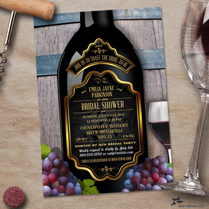Rustic Vineyard Winery Bridal Shower Party Invitation Etsy
