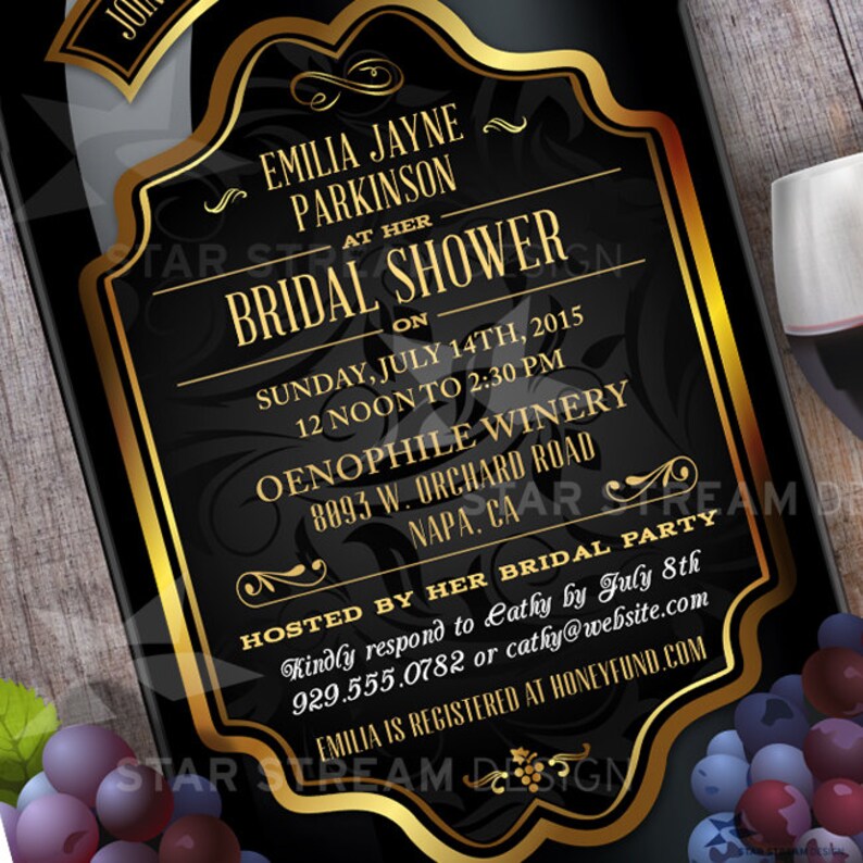 Rustic Vineyard Winery Bridal Shower Party Invitation Etsy