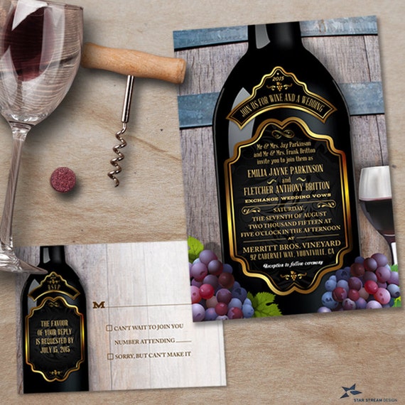 Rustic Vineyard Winery Wedding Stationery Set, Invitation and Reply Cards, Printable, Evite or Printed (US Only) Invitations Il_570xn
