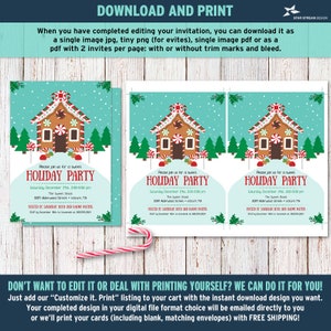 Gingerbread House Holiday Christmas Party Invitation 2-sided, 5x7 ...