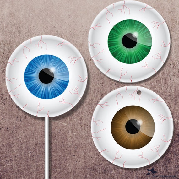 Download Printable Creepy Halloween Bloodshot Eyeballs 2 Inch Round Etsy