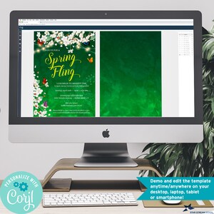 May include: A digital invitation for a Spring Fling event with a floral design and butterflies. The event is a luncheon to benefit the town beautification project. The event is on Sunday, April 2019, from 12:00 to 3:00 PM at the Douwood Center in Woodsville, CT. The cost is $15 per ticket and includes a raffle.