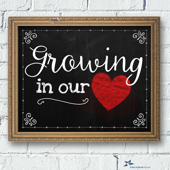 Chalkboard Growing in My / Our Heart Adoption Signs (2 sizes: 10"x8" and 14"x11"), JPG Instant Download Il_570xn