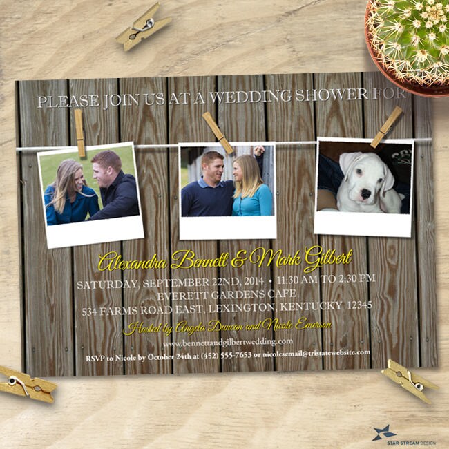 Rustic Clothesline Photo Bridal or Wedding Shower Invitation Etsy