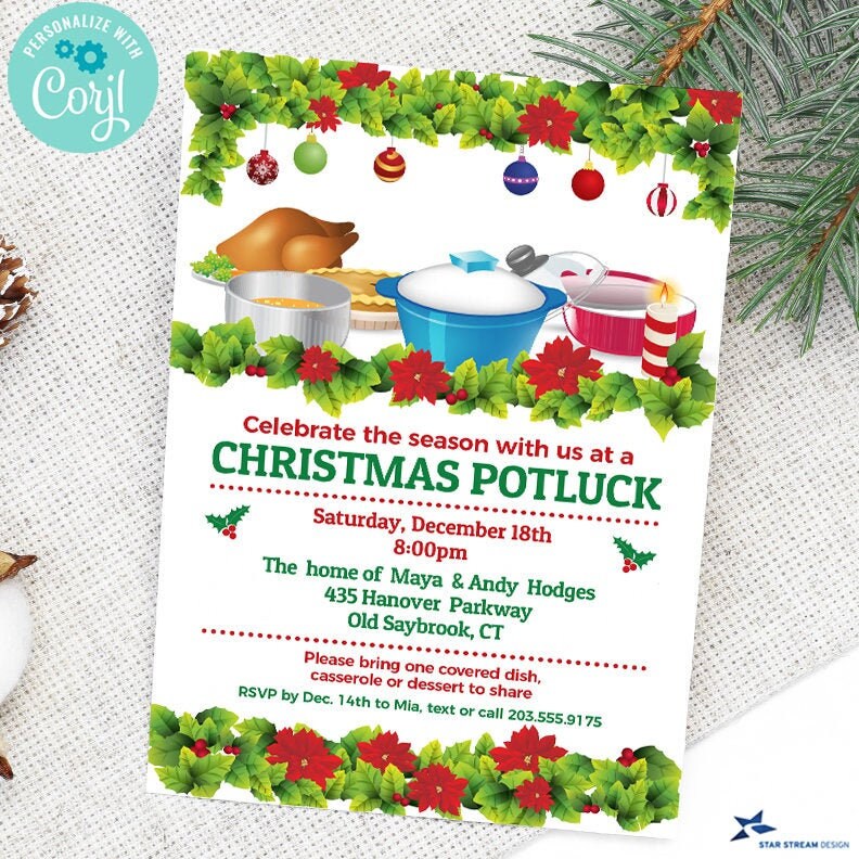 Retro Christmas Holiday Potluck Dinner Party Invitation 2-sided, 5x7 Digital Editable Printable Template Edit Online & Print Yourself - Etsy Hong Kong retro-christmas-holiday-potluck-dinner-party-invitation-2-sided-5x7-digital-editable-printable-template-edit-online-print-yourself-etsy-hong-kong