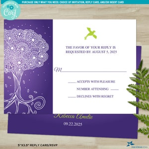 Ornate Tree of Life Bat Mitzvah Invitation, RSVP, and/or Insert 5 color options Editable Digital Template Edit Online & Print image 3