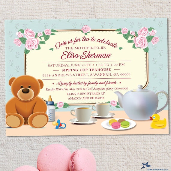 Tea Party Baby Shower Invitation, Printable, Evite or Printed (US Only) Invitations Il_570xn
