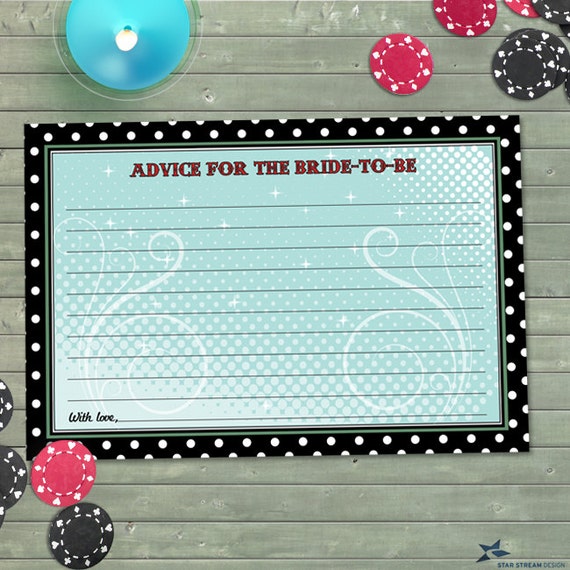Rockabilly Bridal Wedding Shower Advice Card, Instant Download JPG Il_570xn