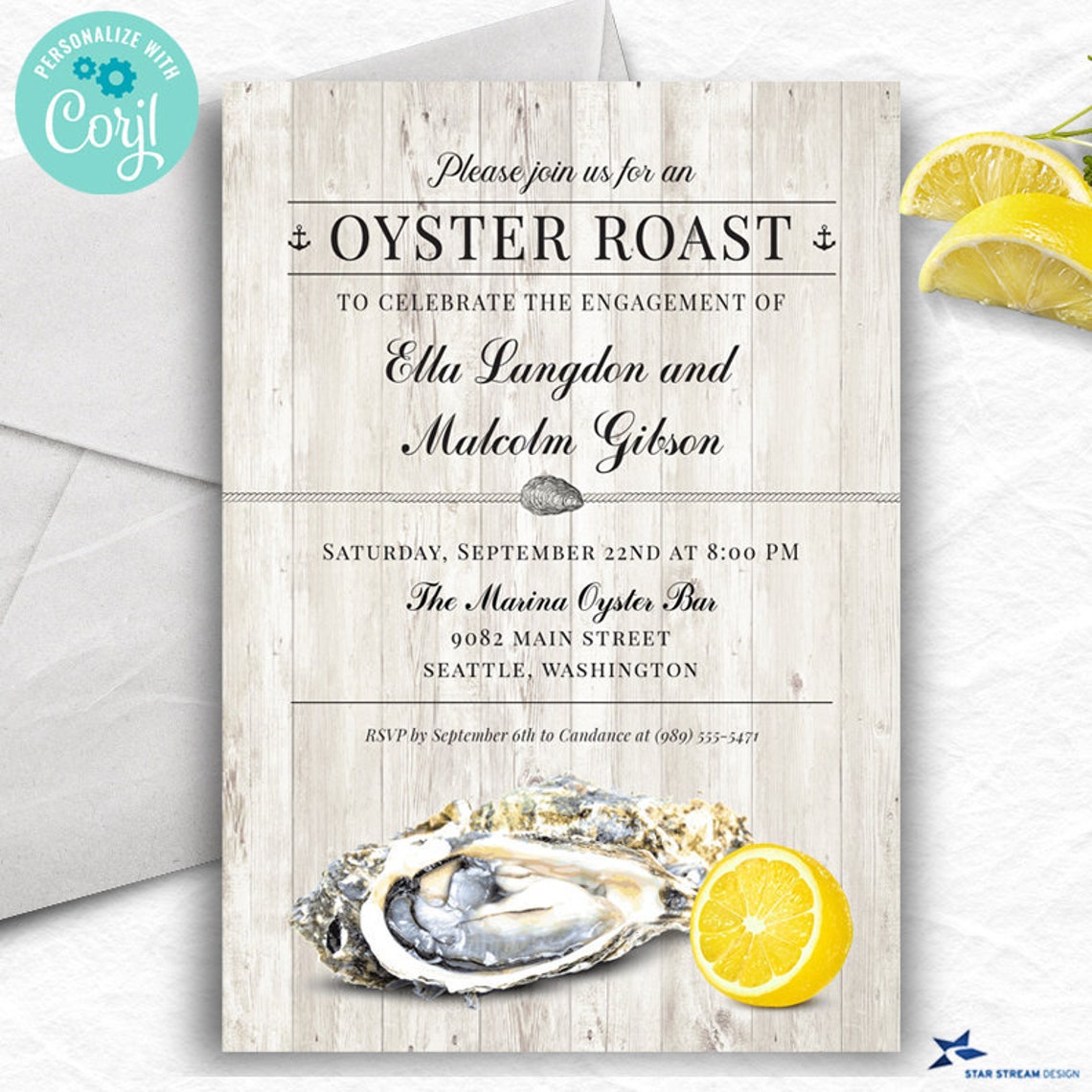 Oyster Roast Seafood Nautical Party Invitations Engagement | Etsy