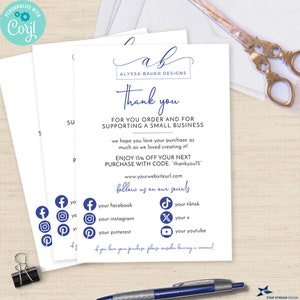 Small Business Vertical Thank You for Order Card | 1-sided, 4 sizes included | Editable Digital Printable Template | Edit Online & Print