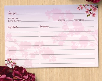 Cherry Blossom Recipe Card: Ombre Bridal Shower Keepsake (PDF & JPG)