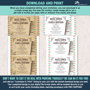 May include: A digital bridal shower invitation template featuring the Leaning Tower of Pisa, vintage map background, and red and green striped borders. The text reads Please join us at a BRIDAL SHOWER to honor ISABELLA BERNARDO.