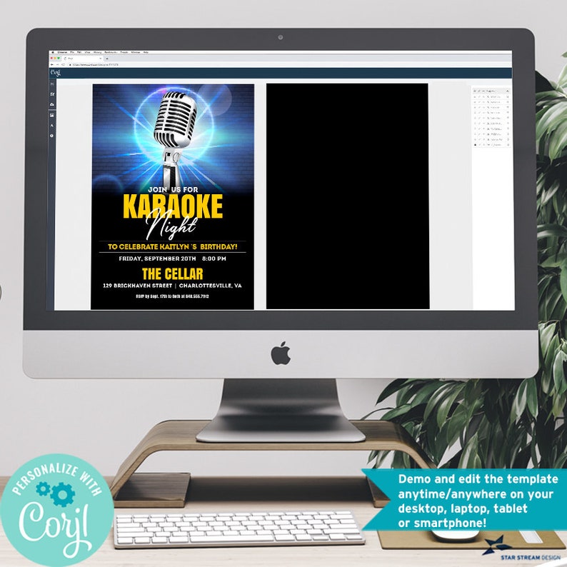 Karaoke Night Party Celebration Invitation 2-sided, 5x7 Editable Digital Template Edit Online & Print image 4