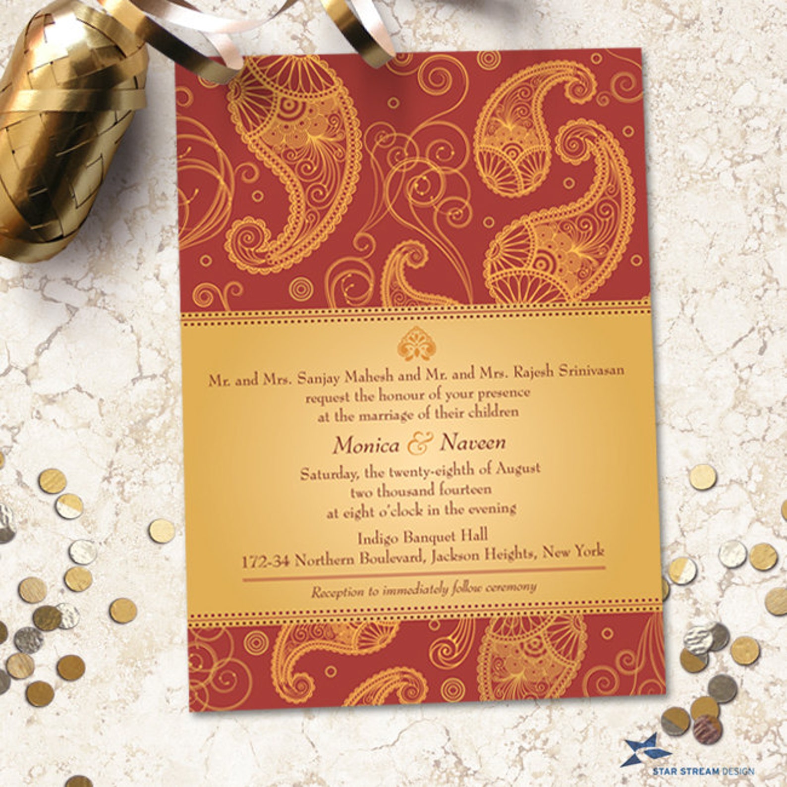 Exotic Paisley Indian Frame Wedding Stationery Set Invitation | Etsy