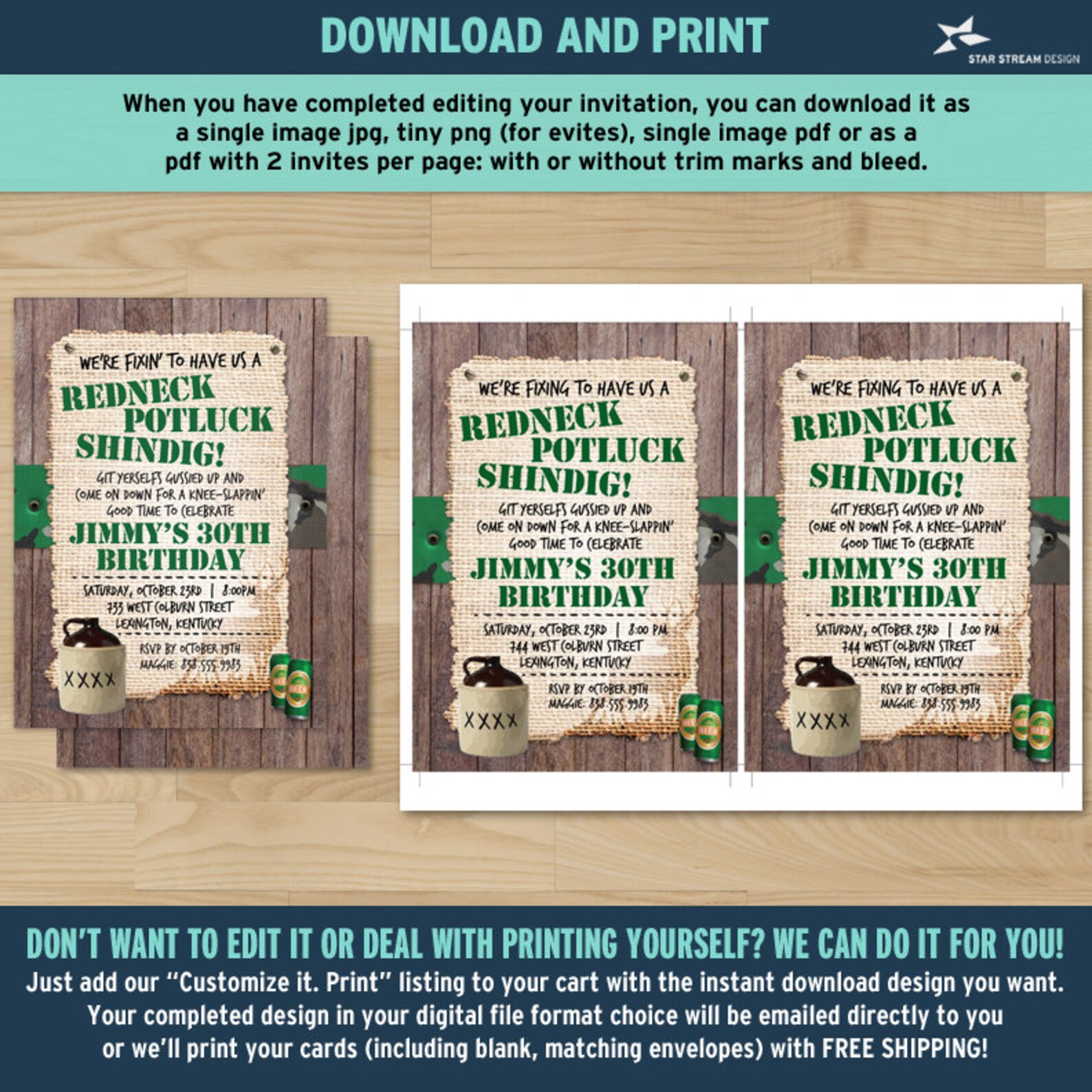 Rustic Redneck Hillbilly Party Invitation Birthday Party Etsy