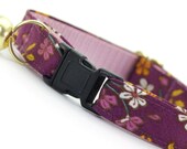 Floral Cat Collar - quot Spiced Plum quot - Wine Purple Collar Breakaway or Non-Breakaway Fall Girl Cat Cat, Kitten, Small Dog