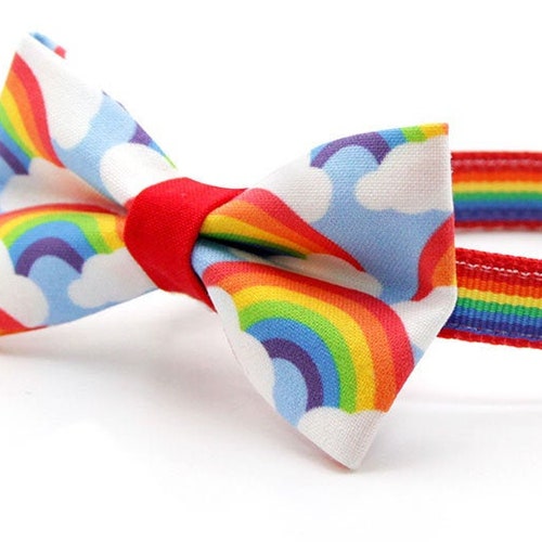 Bow Tie Cat Collar Set rainbow Magic Cat Etsy