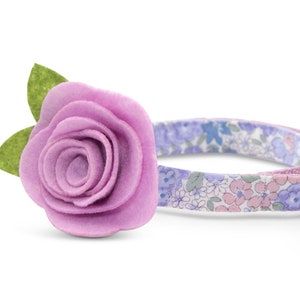 Floral Cat Collar + Flower Set - "Willow" - Light Pink, Purple & Blue Flower Cat Collar w/ "Lavender" Felt Flower / Cat, Kitten, Small Dog