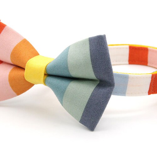 Bow Tie Cat Collar Set carousel Rainbow Etsy