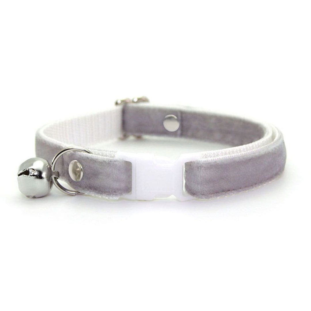 Cat Collar velvet Pale Gray Light Grey Cat Collar / Breakaway or Non
