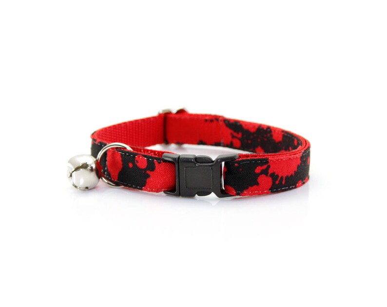 Horror Fan Gift Halloween Cat Collar Dracula Red Vampire Cat Collar with Flower Set - Breakaway Non-Breakaway Felt Flower