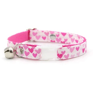 Cat Collar - "Darling" - Fuchsia Heart Cat Collar / Breakaway + Non-Breakaway / Valentine's Day, Birthday, Girl Cat / Cat, Kitten, Small Dog