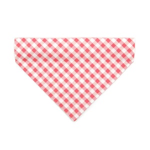 Cat Bandana - &quot;Coquette&quot; - Gingham Pink Bandana for Cat + Small Dog / Spring, Easter, Summer, Plaid / Slide-on Bandana / Over-the-Collar