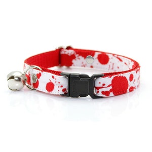 Horror Movie Cat Collar - "Dexter" - Blood Spatter Cat Collar / Breakaway or Non-breakaway / Halloween / American Psycho / Horror Fan Gift