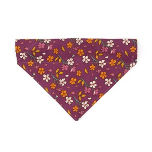 Pet Bandana - &quot;Spiced Plum&quot; - Fall Floral Bandana for Cat + Small Dog / Autumn, Thanksgiving / Slide-on Bandana / Over-the-Collar