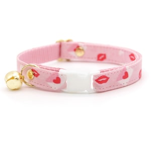 Cat Collar - "Sealed With A Kiss" - Love Letter Pink Cat Collar / Breakaway or Non-Breakaway / Valentine's Day, Mail / Cat + Small Dog Sizes