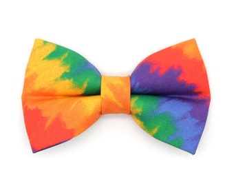Cat Bow Tie - "Celebration" - Ombre Rainbow Bow Tie for Cat Collar / Summer, LGBTQ+ Pride, Fiesta, Birthday / Cat, Kitten + Small Dog Bowtie