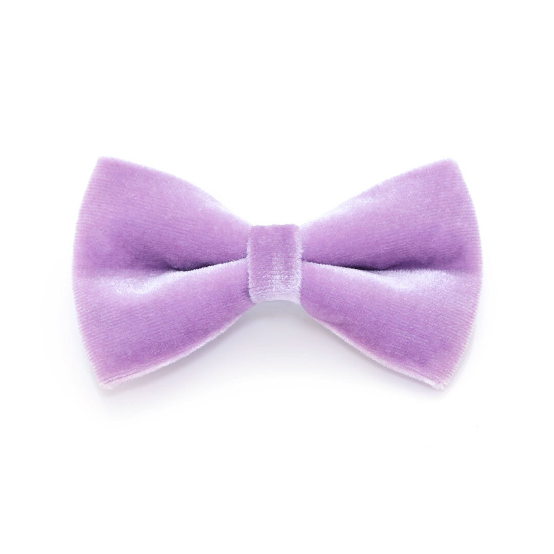 Cat Bow Tie - "Velvet - Lavender" - Light Purple Velvet Bow Tie for Cat Collar / Wedding Cat Bow / Cat, Kitten, Small Dog Bowtie / One Size